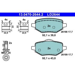Brake Pad Set ATE 13.0470-2644.2 OE Ref 1680301680