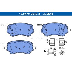 Jeu de plaquettes de frein ATE 13.0470-2649.2 pour FORD PUMA OE 2425653