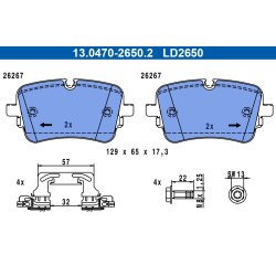 Brake Pad Set ATE 13.0470-2650.2 OE Ref 4KE698451B