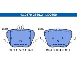 Plaquettes de frein ATE 13.0470-2660.2 pour Mercedes Classe E, GLC et Classe S