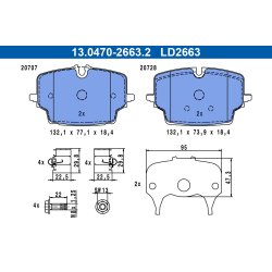 Jeu de plaquettes de frein ATE 13.0470-2663.2 pour BMW, MINI X1, MINI OE 34108837161