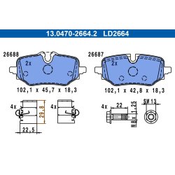 Jeu de plaquettes de frein ATE 13.0470-2664.2 pour BMW, MINI OE 34208834998