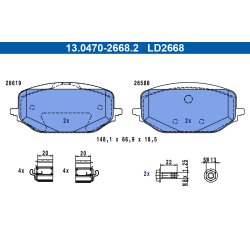Brake Pad Set ATE 13.0470-2668.2 OE Ref 1647880280