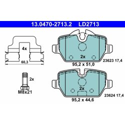 Brake Pad Set ATE 13.0470-2713.2 OE Ref 34216767146