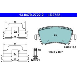 Brake Pad Set ATE 13.0470-2722.2 OE Ref 1439866