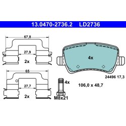 Brake Pad Set ATE 13.0470-2736.2 OE Ref 30742491
