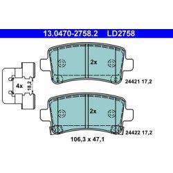 Brake Pad Set ATE 13.0470-2758.2 OE Ref 13343450