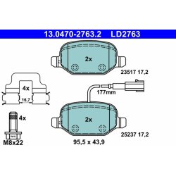 Jeu de plaquettes de frein ATE 13.0470-2763.2 pour ALFA ROMEO MITO OE 71770108