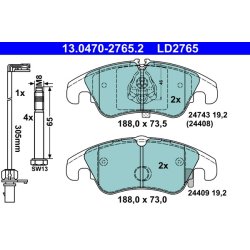 Brake Pad Set ATE 13.0470-2765.2 OE Ref 4G0698151D