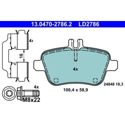 Brake Pad Set ATE 13.0470-2786.2 OE Ref 0064208020