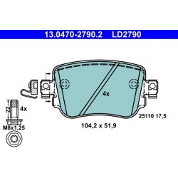 Brake Pad Set ATE 13.0470-2790.2 OE Ref 5Q0698451B