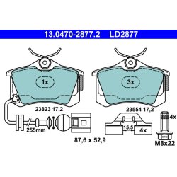 Jeu de plaquettes de frein ATE 13.0470-2877.2 pour SEAT, VW OE 6Q0698451