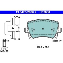Brake Pad Set ATE 13.0470-2880.2 OE Ref 1K0698451G