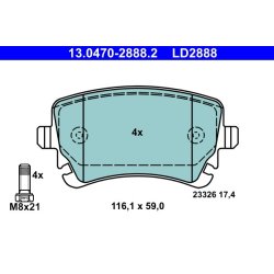 Brake Pad Set ATE 13.0470-2888.2 OE Ref 4F0698451G