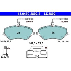Jeu de plaquettes de frein ATE 13.0470-2892.2 pour CITROËN, PEUGEOT OE 425294