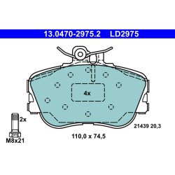 Jeu de plaquettes de frein ATE 13.0470-2975.2 pour MERCEDES CLASSE C OE 0024202120