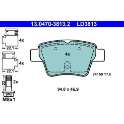 Plaquettes de frein ATE 13.0470-3813.2 pour CITROËN, PEUGEOT C4, 207, 307