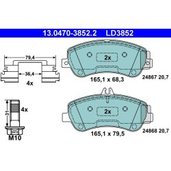 Brake Pad Set ATE 13.0470-3852.2 OE Ref 0054204820
