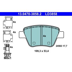 Brake Pad Set ATE 13.0470-3858.2 OE Ref 5K0698451C