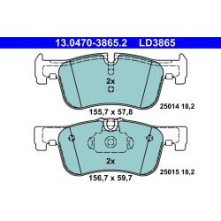 Brake Pad Set ATE 13.0470-3865.2 OE Ref 34116858910