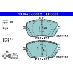 Brake Pad Set ATE 13.0470-3883.2 OE Ref 0004205103