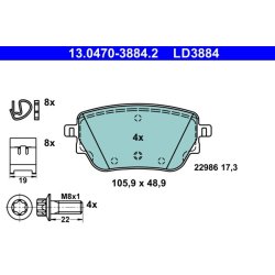 Brake Pad Set ATE 13.0470-3884.2 OE Ref A0004207500
