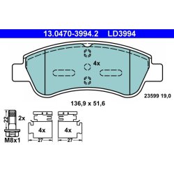 Brake Pad Set ATE 13.0470-3994.2 OE Ref 425240