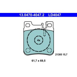 Jeu de plaquettes de frein ATE 13.0470-4047.2 pour MERCEDES OE 5143633AA