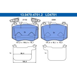 Brake Pad Set ATE 13.0470-4701.2 OE Ref A0004207902