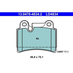 Plaquettes de frein ATE 13.0470-4834.2 pour VW Touareg, référence d'origine 7L6698451B