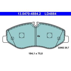 Brake Pad Set ATE 13.0470-4884.2 OE Ref 4474200020