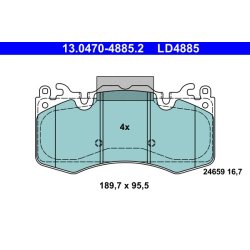 Jeu de plaquettes de frein ATE 13.0470-4885.2 pour LAND ROVER OE LR016684