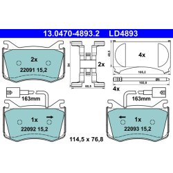 Jeu de plaquettes de frein ATE 13.0470-4893.2 pour ALFA ROMEO GIULIA OE 77367676