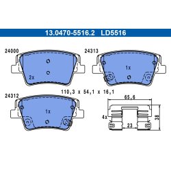 Jeu de plaquettes de frein ATE 13.0470-5516.2 pour HYUNDAI SANTA OE 58302-S1A70