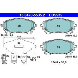 Jeu de plaquettes de frein ATE 13.0470-5535.2 pour TOYOTA COROLLA, YARIS