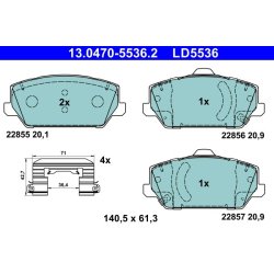 Jeu de plaquettes de frein ATE 13.0470-5536.2 pour HYUNDAI i30 OE 58101-S0A00