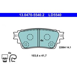 Jeu de plaquettes de frein ATE 13.0470-5540.2 pour MITSUBISHI ECLIPSE, OUTLANDER