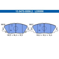 Jeu de plaquettes de frein ATE 13.0470-5558.2 pour TOYOTA PRIUS, YARIS