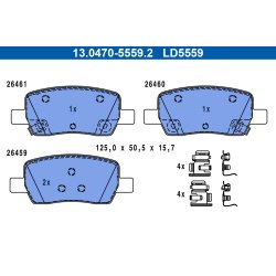 Jeu de plaquettes de frein ATE 13.0470-5559.2 pour HYUNDAI, KIA OE 58302-P2A51