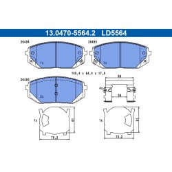 Jeu de plaquettes de frein ATE 13.0470-5564.2 pour HYUNDAI TUCSON OE 58101-N7A10