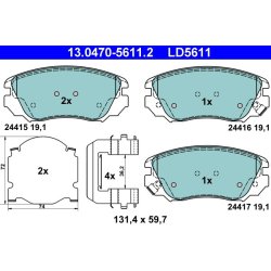 Jeu de plaquettes de frein ATE 13.0470-5611.2 pour CHEVROLET, VAUXHALL, SAAB