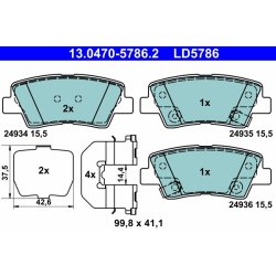 Plaquettes de frein ATE 13.0470-5786.2 pour HYUNDAI, KIA, SSANGYONG