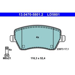 Jeu de plaquettes de frein ATE 13.0470-5801.2 pour NISSAN, RENAULT, OE 41060-AX625