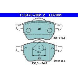 Brake Pad Set ATE 13.0470-7081.2 OE Ref 3A0698151A