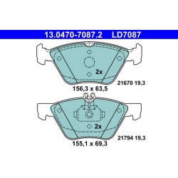 Jeu de plaquettes de frein ATE 13.0470-7087.2 pour CHRYSLER, MERCEDES OE 5114555AA