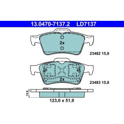 Jeu de plaquettes de frein ATE 13.0470-7137.2 pour NISSAN, RENAULT, OE 44060-AV625