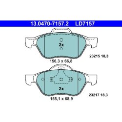 Jeu de plaquettes de frein ATE 13.0470-7157.2 pour RENAULT, LAGUNA OE 7701206598