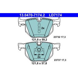 Brake Pad Set ATE 13.0470-7174.2 OE Ref 34216763044