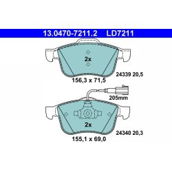 Jeu de plaquettes de frein ATE 13.0470-7211.2 pour ALFA ROMEO 159, SPIDER
