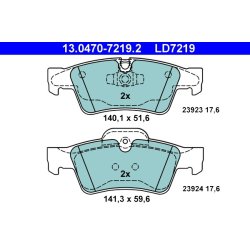 Jeu de plaquettes de frein ATE 13.0470-7219.2 pour MERCEDES OE 0044205220